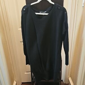 White House Black Market Black Crew Neck Tunic Sweater